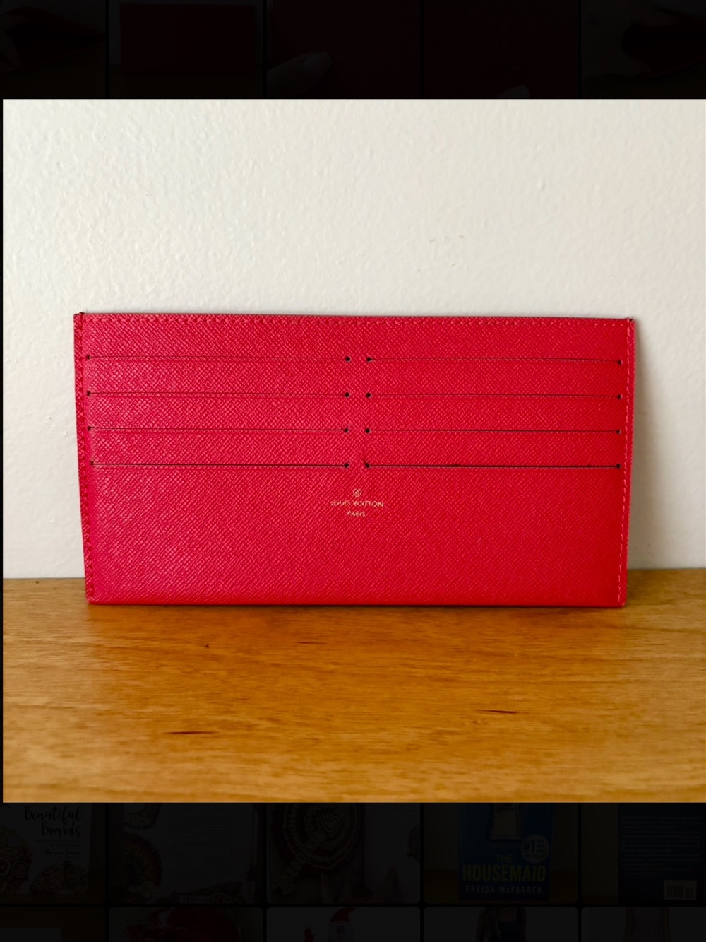 Louis Vuitton Red Slim Card Sleeve Holder Insert for Pochette